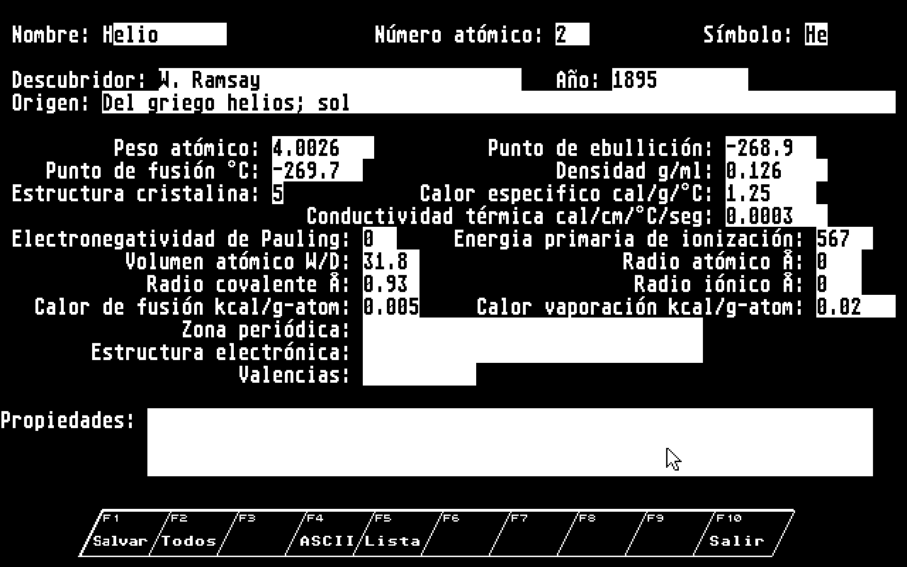 Tabla Periodica atari screenshot